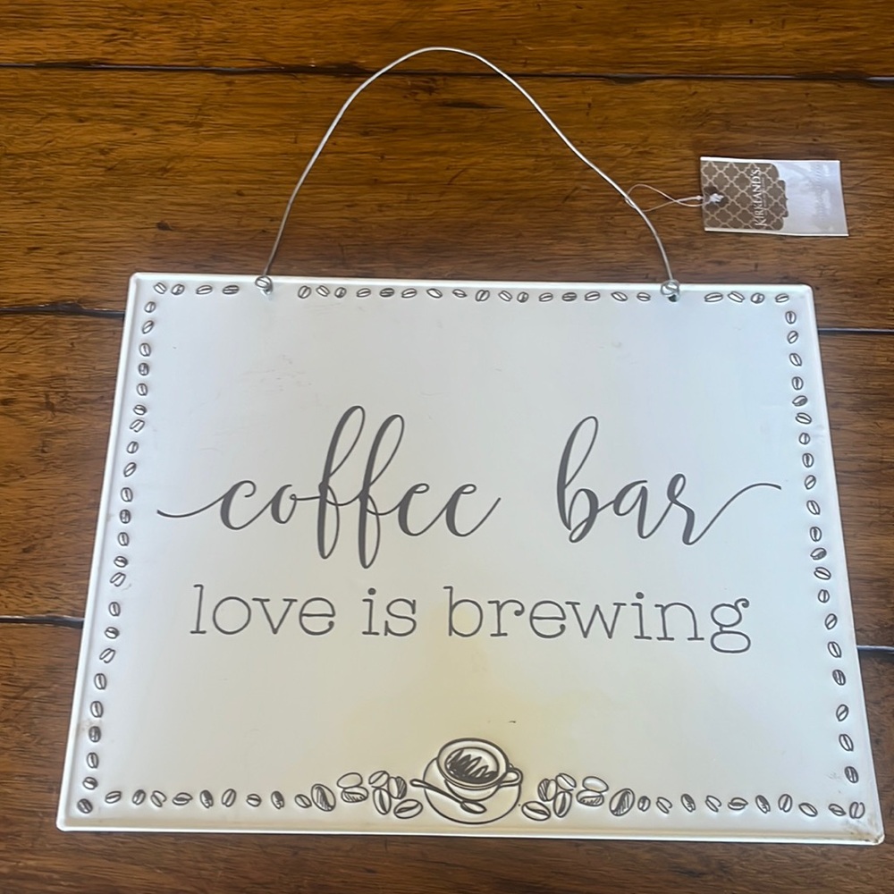 Metal Kirklands coffee bar sign, excellent preowned condition,